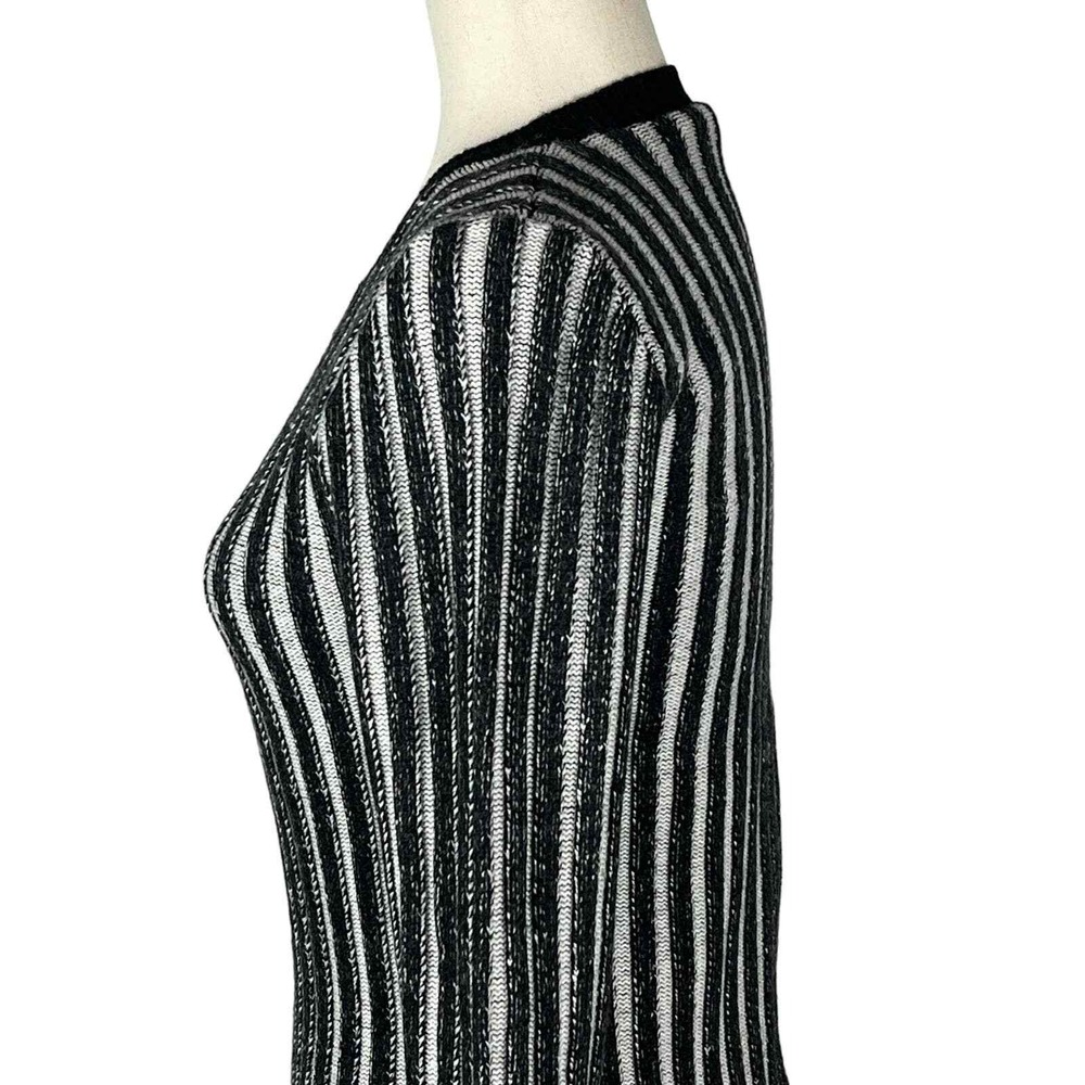 Vince Striped Zip Front Knit Cardigan Sweater Jacket  M Black White - Picture 8 of 16